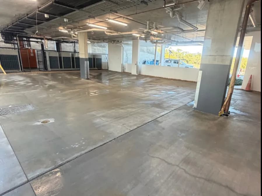 Undercover car park floor pressure cleaned